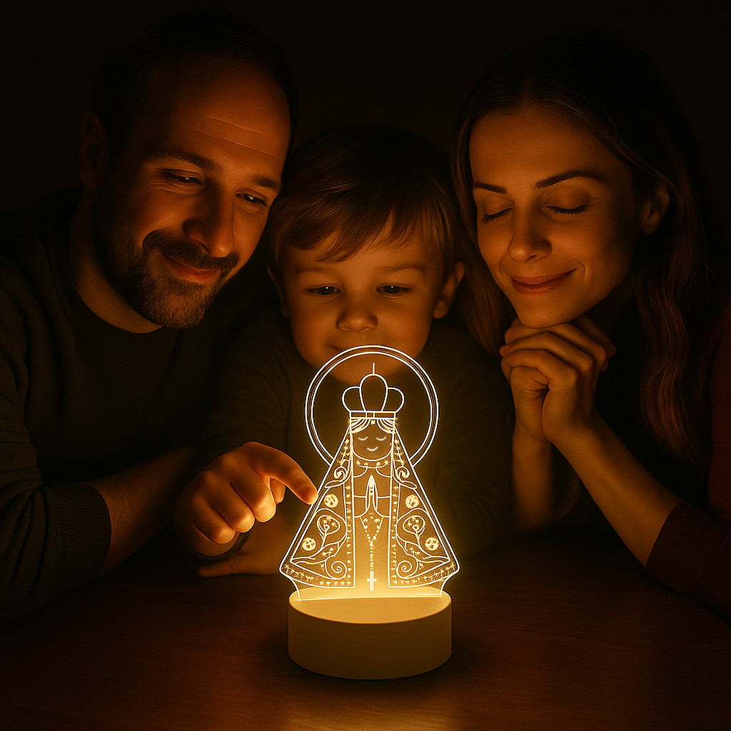 Luminária Abajur 3D Led Acrílico De Mesa Criativo Tomada 3 Cores Branco e Preto 110/220v