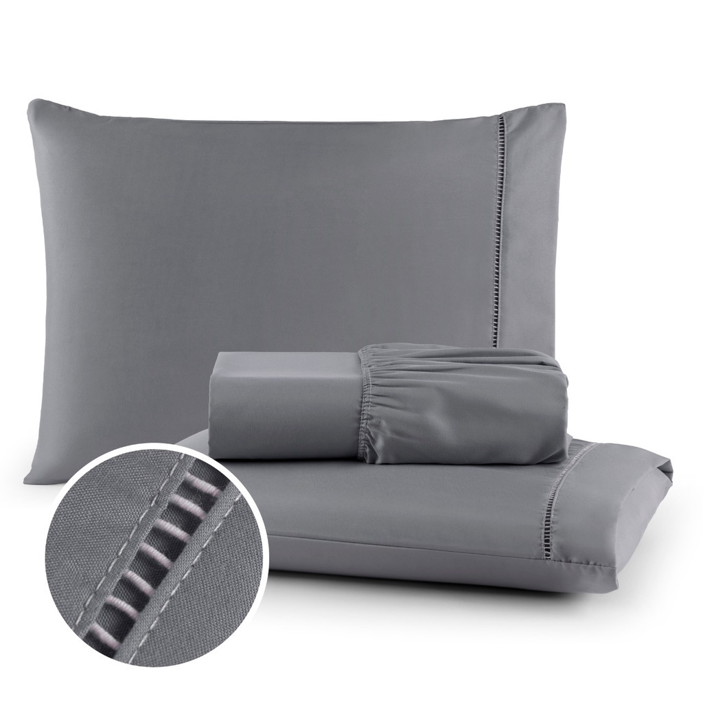 Jogo de Lençol Peças Fios Cama Casal Queen Micropercal Ponto Palito