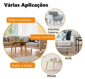 Protetor de Silicone para Pés de Cadeira Redondo, Quadrado e Irregular 3x3cm - ÚLTIMAS UNIDADES!