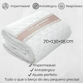 Protetor Impermeável para Colchão Berço + Protetor de Travesseiro Bebê Premium