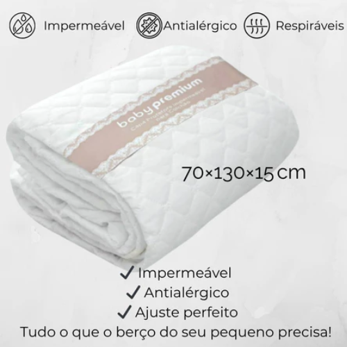 Protetor Impermeável para Colchão Berço + Protetor de Travesseiro Bebê Premium