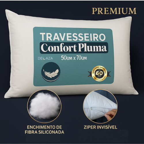 Travesseiro Confort Pluma 70x50cm + Brinde
