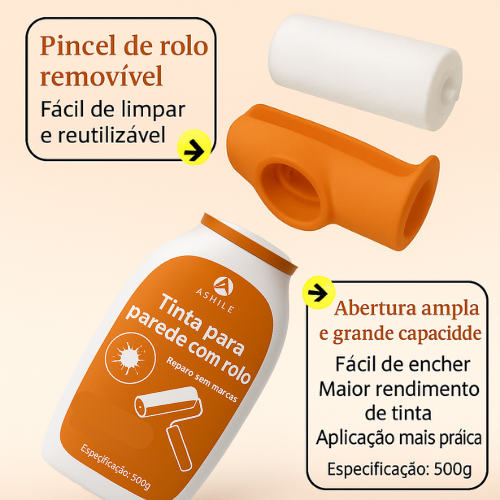 Rolo de Pintura Para Parede 500g Pincel Sem Cheiro para Reparo