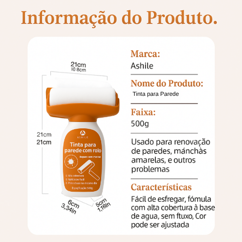 Rolo de Pintura Para Parede 500g Pincel Sem Cheiro para Reparo