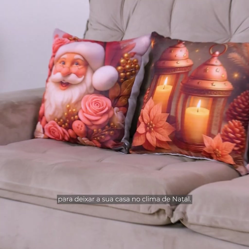 4 Capas Para Almofada Kit 4pcs Estampada Natal Decorativo 45X45