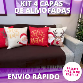 COMBO NATALINO: Kit com 4 Capas para Almofadas + Kit com 3 Tapetes para Cozinha + Trilho de Mesa 01