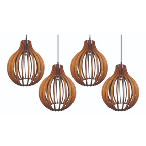 Kit com 4 Pendentes Coquinho Reforçado Sala Cozinha Abajur de Teto Lustre Moderno