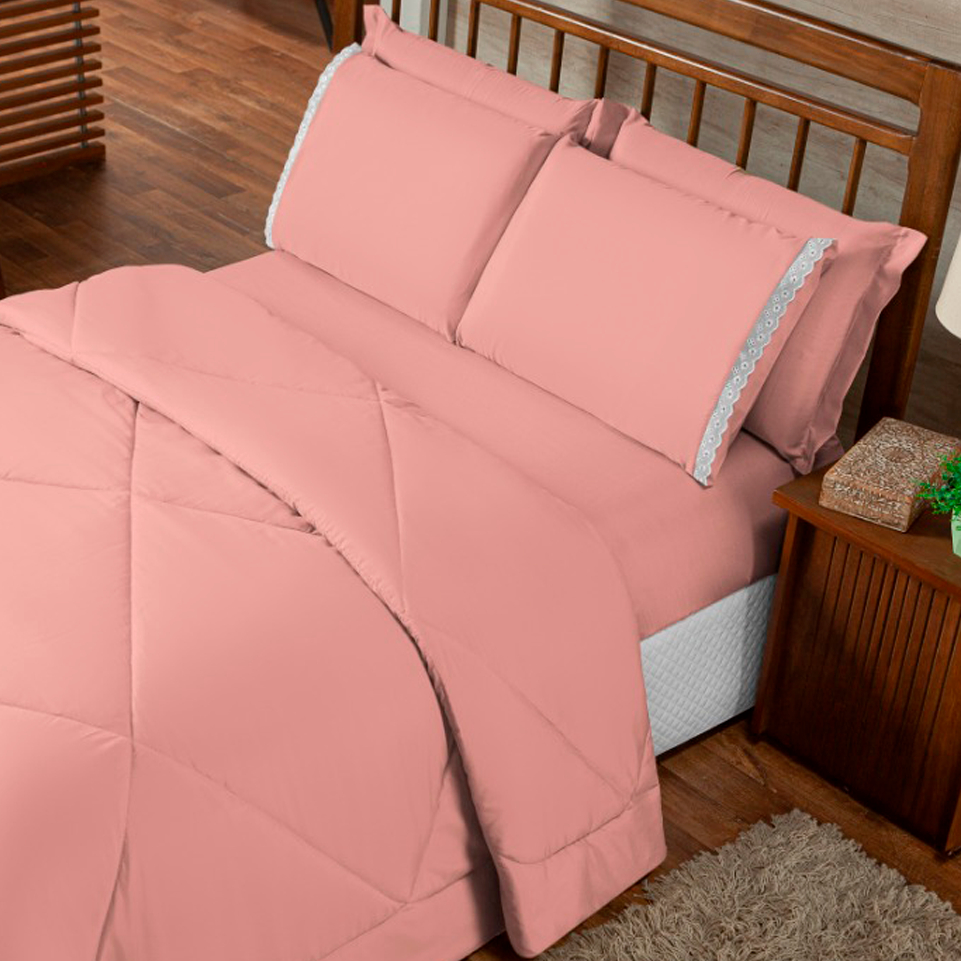 Kit Colcha Edredom Casal Queen  Peças Dupla Face Com Jogo de Lençol Cobre Leito Cama Padrão