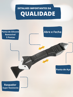 Espátula Para Aplicar e Raspar Rejunte Aplicação Silicone Plástico Raspador Remover Silicone Velho Multiuso 3 em 1 Parede Argamassa Insulfilm Epóxi Ferramenta de Limpeza e Acabamento Piso Massa Calafetagem Remove Rebarba Lâmina de Aço Inoxidável 50mm