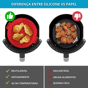 Kit 6 Forma Antiaderente Para Air Fryer Silicone Forno Microondas + Pincel Culinario