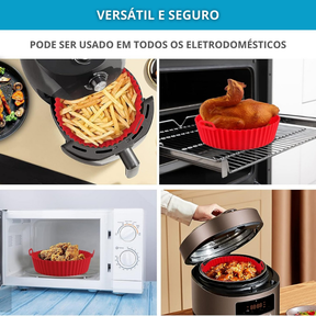 Kit 6 Forma Antiaderente Para Air Fryer Silicone Forno Microondas + Pincel Culinario