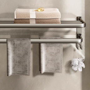 Porta Toalha Suporte Toalheiro Banheiro Duplo Aço Inox Premium Retratil 90° Sem adesivos, precisa fazer furos