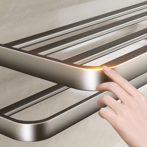 Porta Toalha Suporte Toalheiro Banheiro Duplo Aço Inox Premium Retratil 90° Sem adesivos, precisa fazer furos