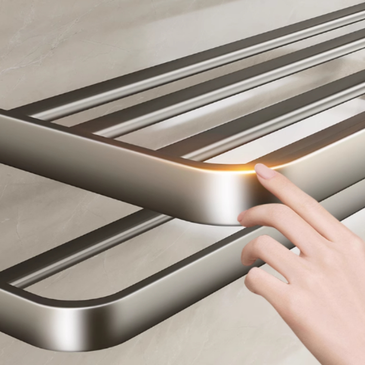 Porta Toalha Suporte Toalheiro Banheiro Duplo Aço Inox Premium Retratil 90° Sem adesivos, precisa fazer furos