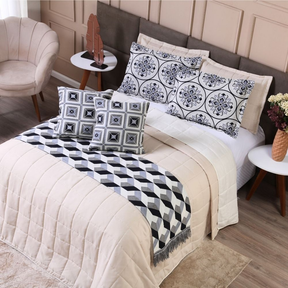 Kit Cobre Leito Leve & Chic com Franja Decorativa 2,60m x 2,50m