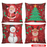 Kit 4 Capas de Almofadas Decorativas 45x45cm Feliz Natal