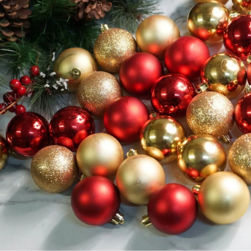 Kit Bolinhas de Árvore de Natal 3cm /4cm/5cm/6cm/7cm/8cm Mista Lisa Fosca Glitter Decoração Natalina