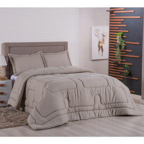Kit Edredom Dupla Face 3 Peças Micropercal 400 Fios Cama Queen e King Toque Extra Macio