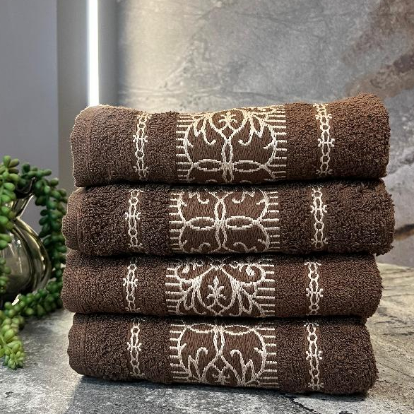 Kit 4 Toalhas de Rosto Luxo Premium Grossa e Bordada Felpuda 48x76cm Ultra Macia 100% Algodão Puro