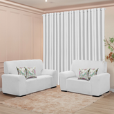 Kit Sala Decoração Completa - Cortina 3M + Capa Sofá Coladinha 3 e 2 Lugar + Brinde de 4 Capas de Almofada
