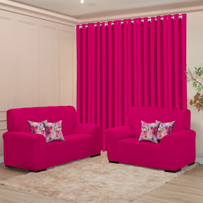 Kit Sala Decoração Completa - Cortina 3M + Capa Sofá Coladinha 3 e 2 Lugar + Brinde de 4 Capas de Almofada