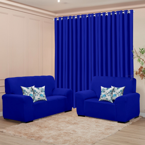 Kit Sala Decoração Completa - Cortina 3M + Capa Sofá Coladinha 3 e 2 Lugar + Brinde de 4 Capas de Almofada