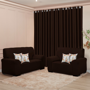 Kit Sala Decoração Completa - Cortina 3M + Capa Sofá Coladinha 3 e 2 Lugar + Brinde de 4 Capas de Almofada