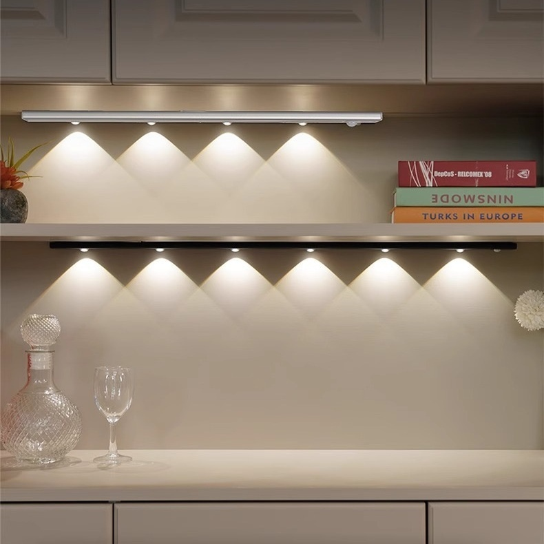 Luzes De Armário LED Ultra-Finas Sem Fio Magnéticas Multi-Funcionais Ajustáveis De 3 Cores Sensor Lâmpada -F9