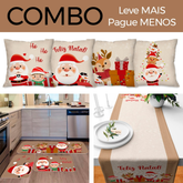 COMBO NATALINO: Kit com 4 Capas para Almofadas + Kit com 3 Tapetes para Cozinha + Trilho de Mesa 01