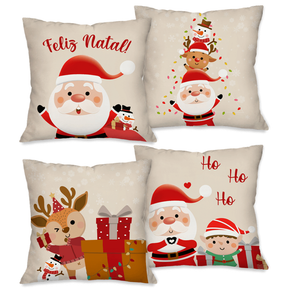 COMBO NATALINO: Kit com 4 Capas para Almofadas + Kit com 3 Tapetes para Cozinha + Trilho de Mesa 01