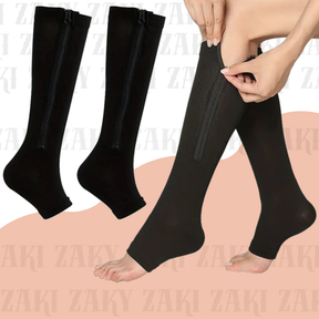 Par Meia Média Compressão Varizes Pernas Cansadas Inchaço Dores 3/4 Zíper 20-30 Mmhg Compressão Unissex