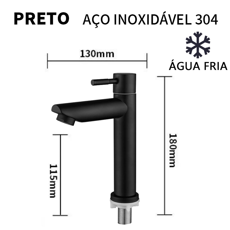 Torneira Banheiro Preta SquareLux