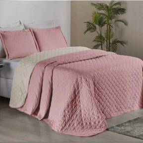 kit Colcha Cobre Leito Casal Dupla Face 3 Peças