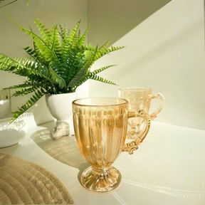 Jogo de Xícaras Caneca Cristal Vidro 190ml Transparente e Âmbar Para Capuccino Chá Café