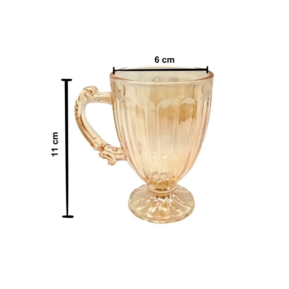 Jogo de Xícaras Caneca Cristal Vidro 190ml Transparente e Âmbar Para Capuccino Chá Café