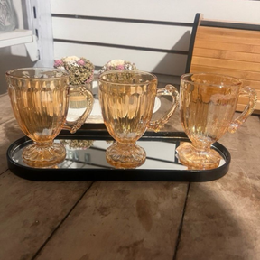 Jogo de Xícaras Caneca Cristal Vidro 190ml Transparente e Âmbar Para Capuccino Chá Café