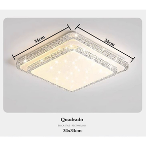 Plafon 2 Andar Céu Estrelado Lustre Estrela Brilho Plástico 3 Cores Multicor 24W