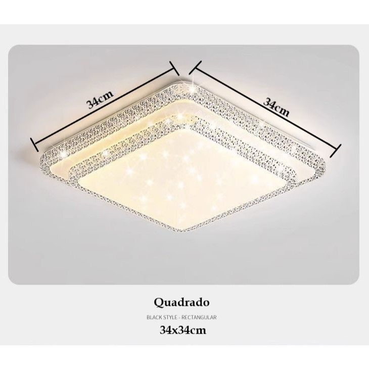 Plafon 2 Andar Céu Estrelado Lustre Estrela Brilho Plástico 3 Cores Multicor 24W