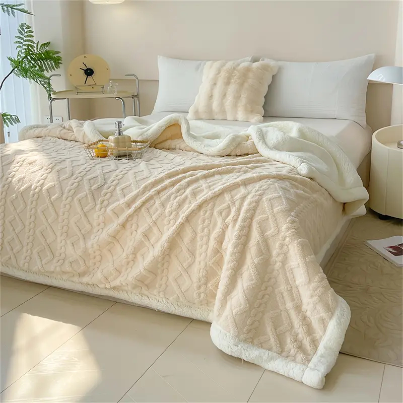 Cobertor Manta Cama Casal Glamour Sherpa Lã De Carneiro Dupla Face 1,90 x 2,10 Super Macia Coberta