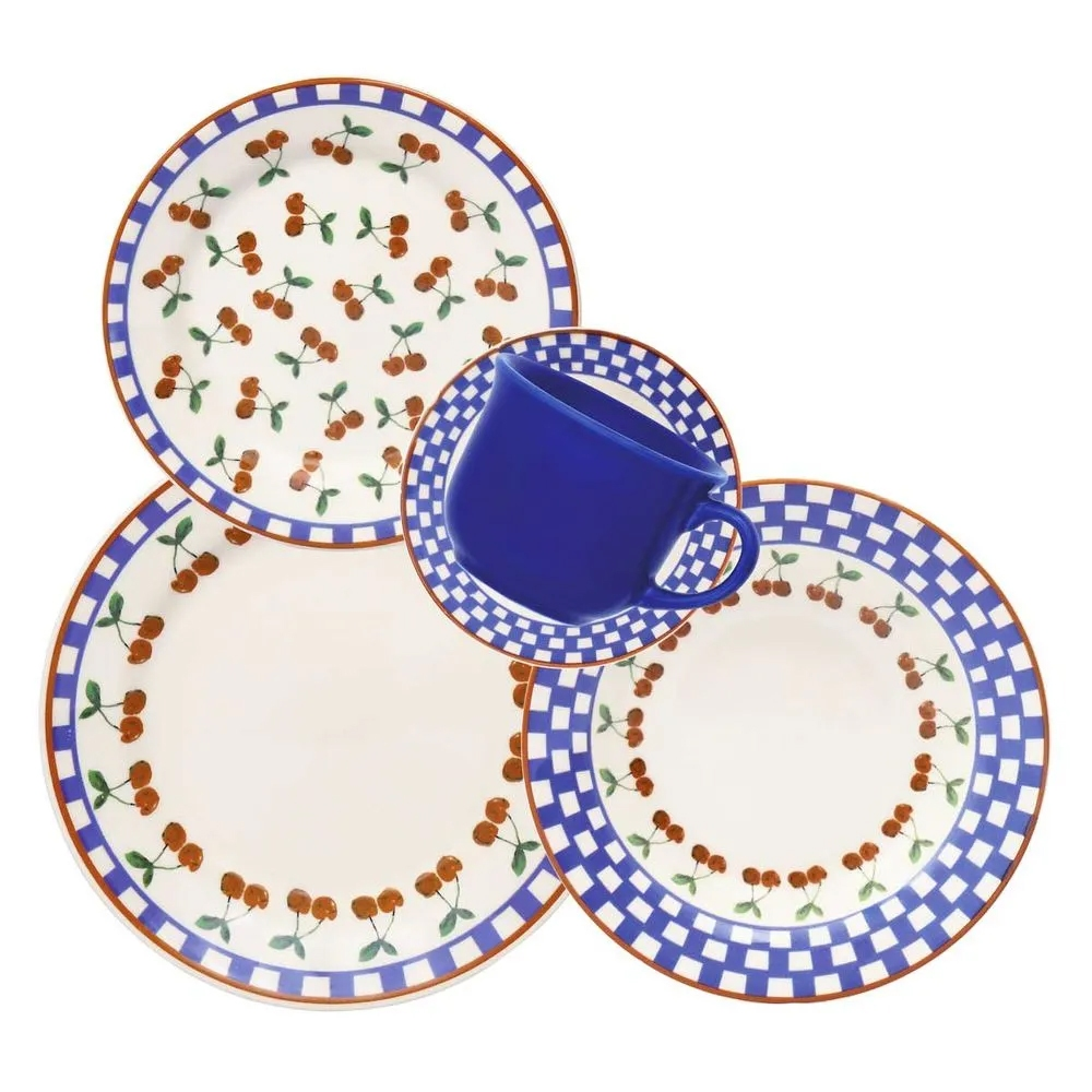 Aparelho de Jantar Chá 20 peças Donna Jardim de Cerejas