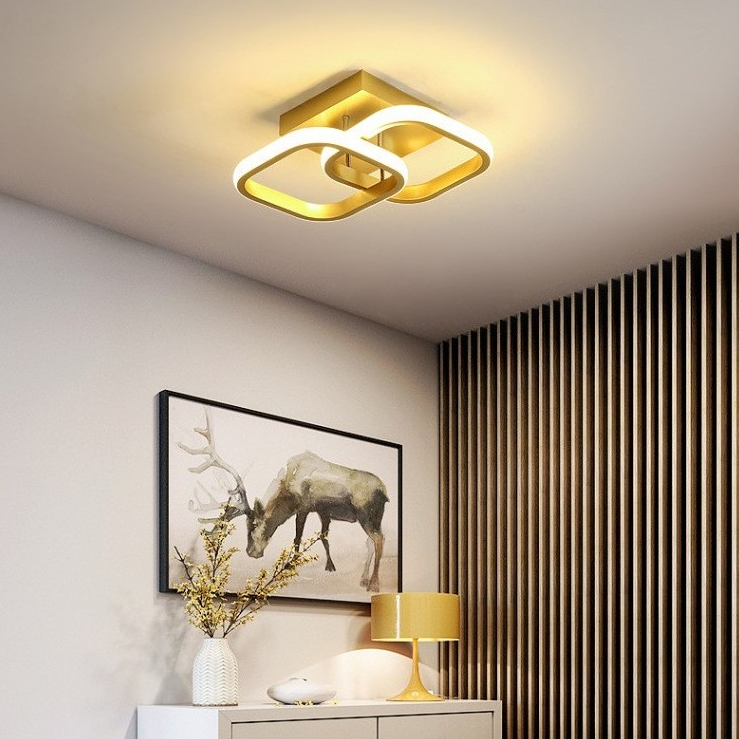 Luminária De Teto Sala Plafon 110V-220V Led Moderna Dourado 3 Cores Em 1
