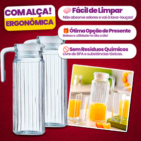 Kit 2 Jarras De Vidro Suíça 1 Litro Jarra Para Suco Água Vidro Resistente - COMPRE 1 LEVE 2
