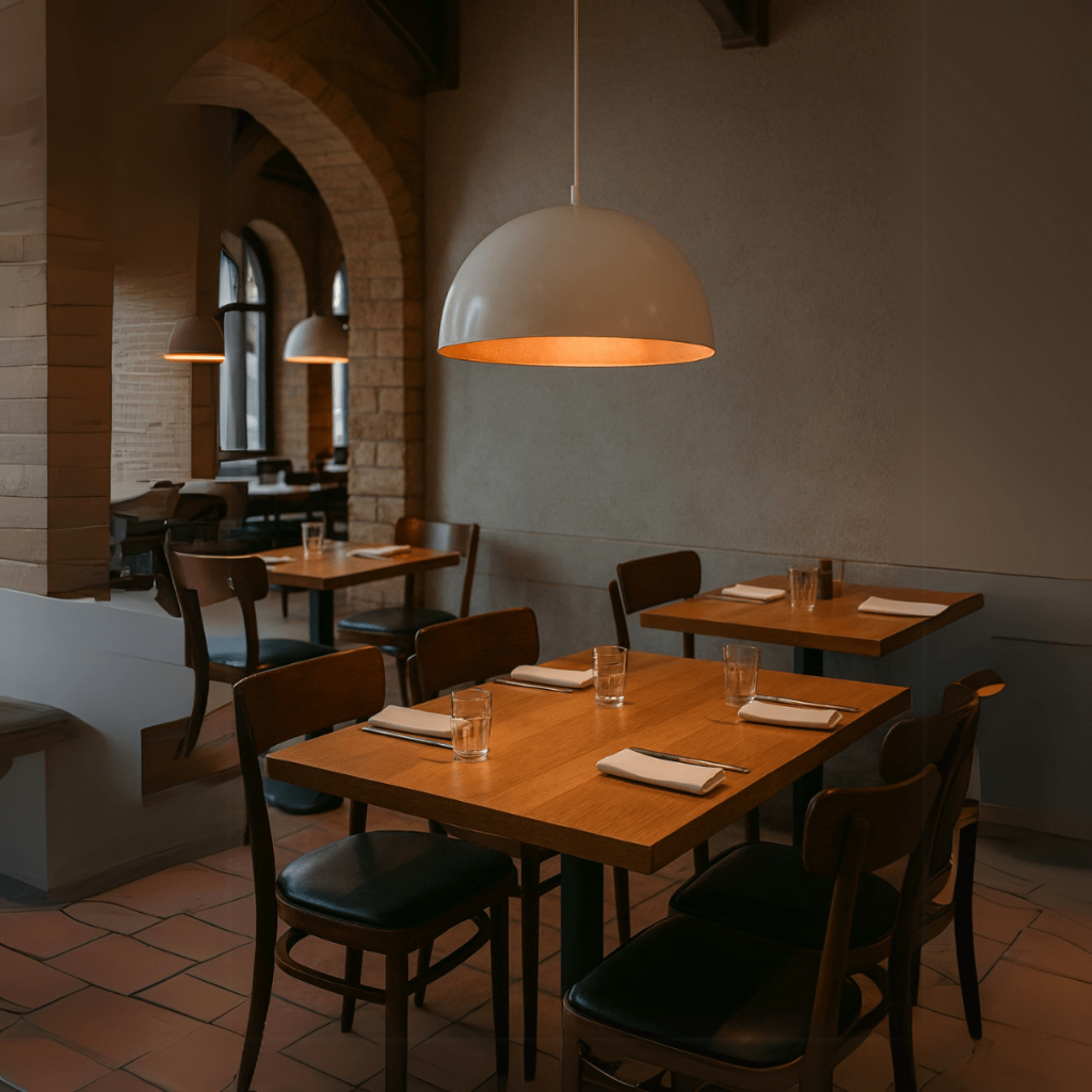 Lustre Meia lua 30cm Pendente Branco c/ Cobre Decoração Elegante Sala Cozinha Teto