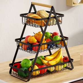Fruteira De Mesa Organizador De Frutas Cesto Metal Aramado Multiuso Frutas Legumes Luxo Premium 2 - 3 Andares