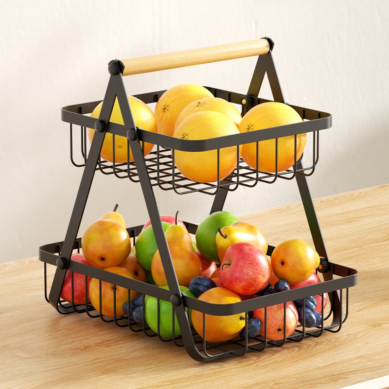 Fruteira De Mesa Organizador De Frutas Cesto Metal Aramado Multiuso Frutas Legumes Luxo Premium 2 - 3 Andares