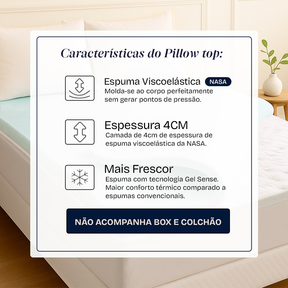 Pillow Top Queen Espuma Da Nasa Viscoelástico Extra Conforto Maciez 4cm - BF Colchões