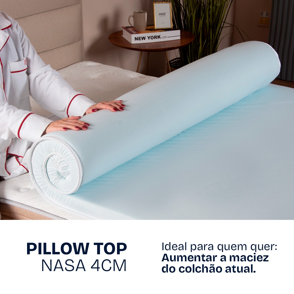 Pillow Top Queen Espuma Da Nasa Viscoelástico Extra Conforto Maciez 4cm - BF Colchões