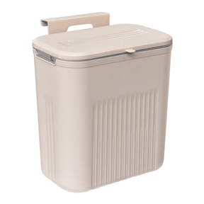 Lixeira Suspensa Com Tampa 9 Litros Suporte De Adesivos E Alça De Pentura Para Cozinha E Banheiro