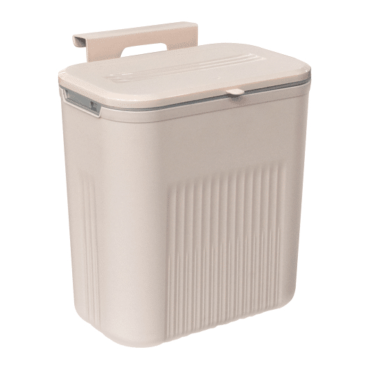 Lixeira Suspensa Com Tampa 9 Litros Suporte De Adesivos E Alça De Pentura Para Cozinha E Banheiro