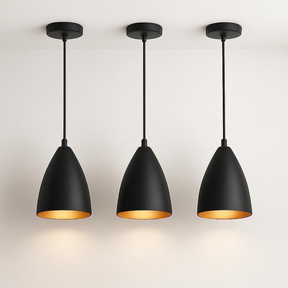 Kit 3 Luminárias Modernas Pendentes Sala Jantar De Teto Preta